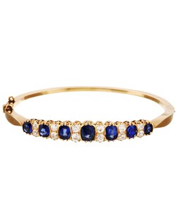 14k Gold Sapphire and 1 1/6ct TDW Diamond Bangle (J,SI1)