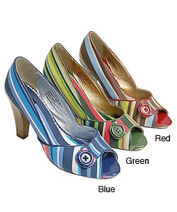 Naughty Monkey Wavelength Striped Peep Toe Pumps