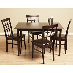 Justin 5-piece Bi-cast Leather and Wood Dining Set