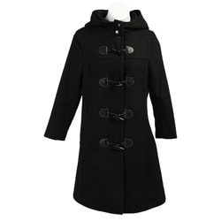 DKNY Girl's Black Wool Hooded Duffle Coat