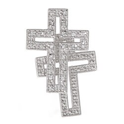 Icz Stonez Cubic Zirconia  Sterling Silver Cross Earring
