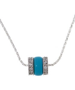 ICZ Stonez Cubic Zirconia Turquoise Sterling Silver Pendant