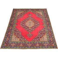 Persian Tabriz Red/ Navy Wool Rug (9'9 x 12'7)