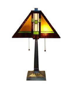 Tiffany-style Mission Aztec Table Lamp