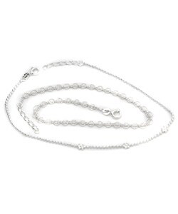 Sterling Silver Circles and Flower Anklet Set