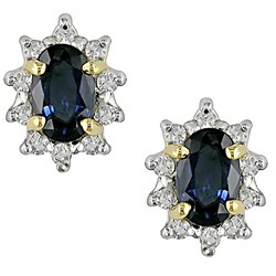 10k Gold 1/10ct TDW Diamond and Blue Sapphire Earrings