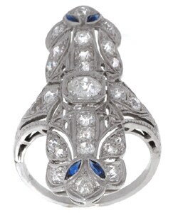 Platinum & 1.5ct Diamond Sapphire Estate Cocktail Ring