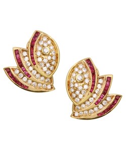 18k Gold Ruby and 1 1/3ct TDW Diamond Earrings (G, SI1)