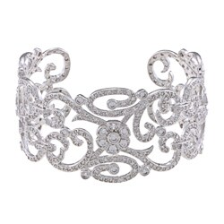 Icz Stonez Sterling Silver and CZ Swirl Cuff Bangle