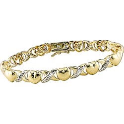 Goldplated Silver Diamond Heart-linked Bracelet