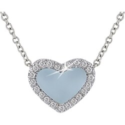 18k White Gold 1/3ct TDW Blue Topaz Heart Necklace