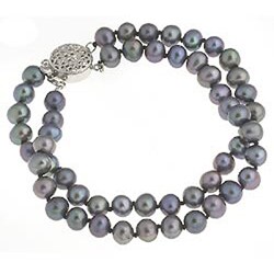 14k Black Freshwater Pearl Double-strand Bracelet (5-6 mm) (Case of 3)