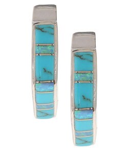 Sterling Silver Turquoise and Opal Earrings