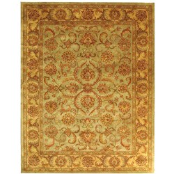 Handmade Heritage Kermansha Green/ Gold Wool Rug (7'6 x 9'6)