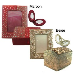 Hand-embroidered Frame and Jewelry Box Set (India)