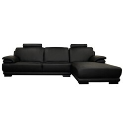 Jami 2-piece Black Leather Sofa and Chaise