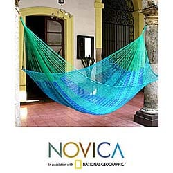 Hand-woven Large Deluxe Cool Lagoon Hammock (Mexico)