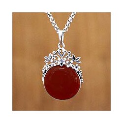 Carnelian 'Floral Sun' Necklace (Indonesia)