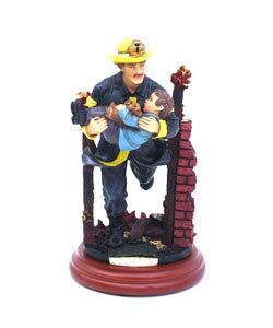 Fireman Through Doorway Resin Figurine