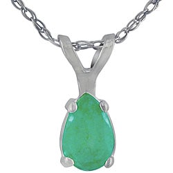 14k White Gold Pear-shaped Emerald Necklace