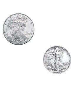 American Silver Eagle and Walking Liberty Half Dollar
