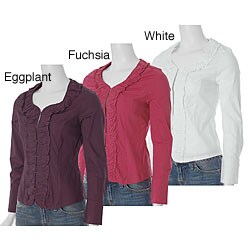Everyday Women's Long-sleeve Ruffle Front Blouse