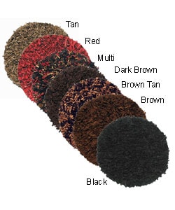 Hand-woven Allover Leather Shag Rug (4'9 Round)