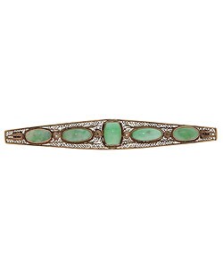 14k Yellow Gold Antique Jade Bar Pin