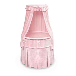 Elite Oval Bassinet with Pink Dots Bedding