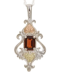 Black Hills Gold on Silver Garnet Necklace