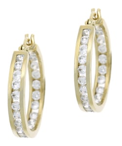Icz Stonez 18k Gold overlay Cubic Zirconia Hoop Earrings