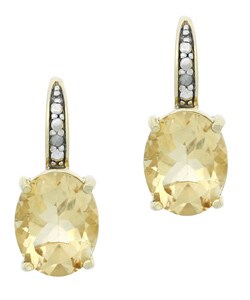 Glitzy Rocks 18k Gold Overlay Citrine and Diamond Accent Earrings