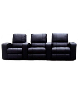 Black Leather 3-seat Recliner Home Theater Seating