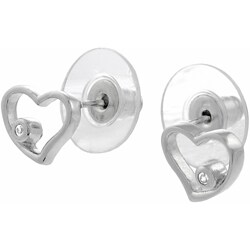 Sterling Silver Heart with CZ Earrings
