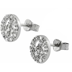Sterling Silver Pave CZ Peace Earrings