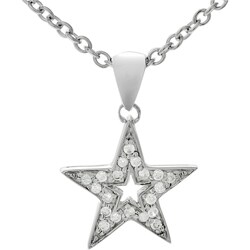 Sterling Silver Pave CZ Star Necklace