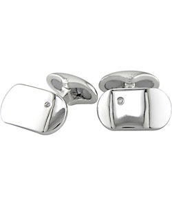 Sterling Silver Diamond Cuff Links