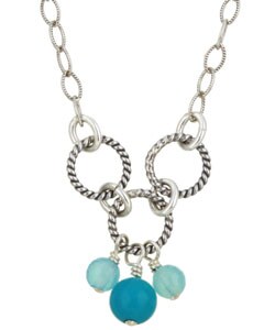 Charming Life Silver Turquoise and Chalcedony Necklace