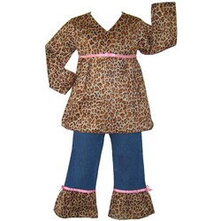 AnnLoren Girl's Leopard Jeans 2-piece Set