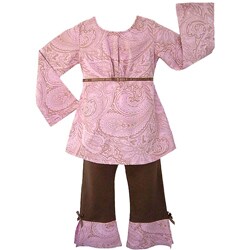 AnnLoren Girl's Pink Paisley 2-piece Outfit