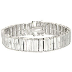 Icz Stonez Sterling Silver Baguette CZ Line Bracelet