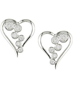 14k White Gold 1/4ct Diamond Heart Earrings