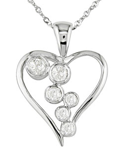 14k White Gold & 1/4ct TW Diamond Heart Pendant