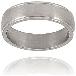 Grooved Brushed and Polished Titanium Ring