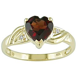 10k Gold Garnet and Diamond Accent Heart Ring