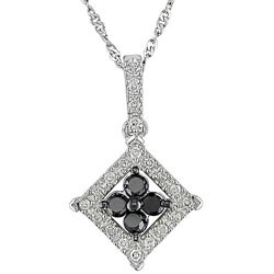 10k White Gold 1/4ct TDW Black and White Diamond Necklace (I-J, I2-I3)