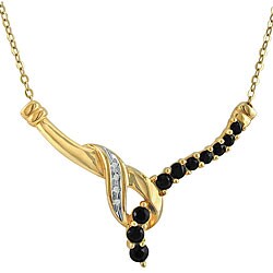 10k Yellow Gold Ebony Sapphire and Diamond Necklace