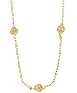 14k Gold over Silver 40-inch CZ Stations Necklace