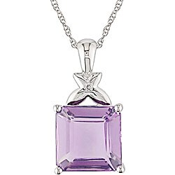 10k Gold Amethyst and Diamond Accent Necklace