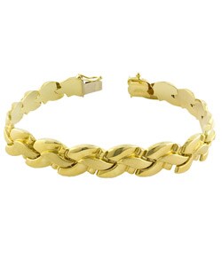 14k Yellow Gold Stylish Wave Stampato Bracelet